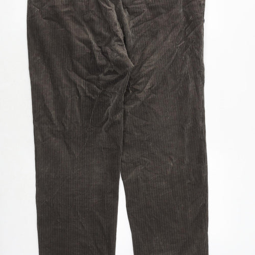 Marks and Spencer Mens Brown Cotton Trousers Size 36 in L29 in Regular Zip
