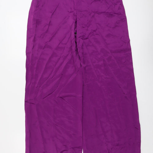 Marks and Spencer Womens Purple Viscose Trousers Size 12 L29 in Regular