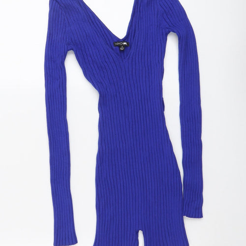 Fashion Nova Womens Blue Viscose Unitard One-Piece Size S Pullover