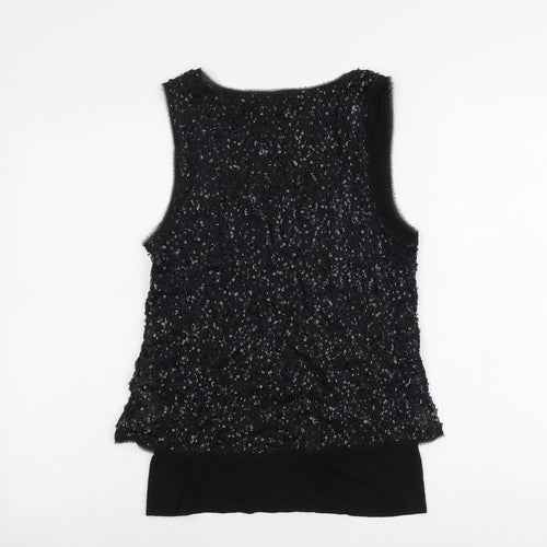 Mint Velvet Womens Black Polyester Basic Tank Size 10 Round Neck