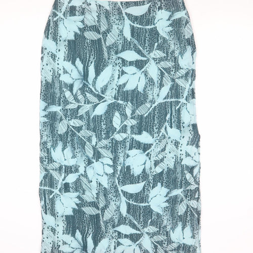 Windsmoor Womens Blue Floral Viscose A-Line Skirt Size 14 Zip