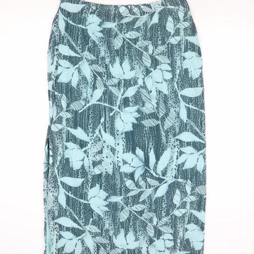 Windsmoor Womens Blue Floral Viscose A-Line Skirt Size 14 Zip