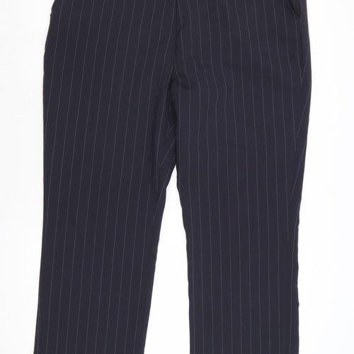 Bonmarché Womens Blue Striped Polyester Trousers Size 16 Regular