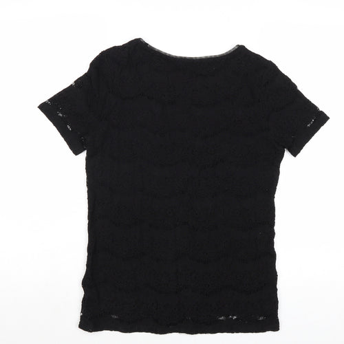 Reiss Womens Black Viscose Basic T-Shirt Size XS Round Neck