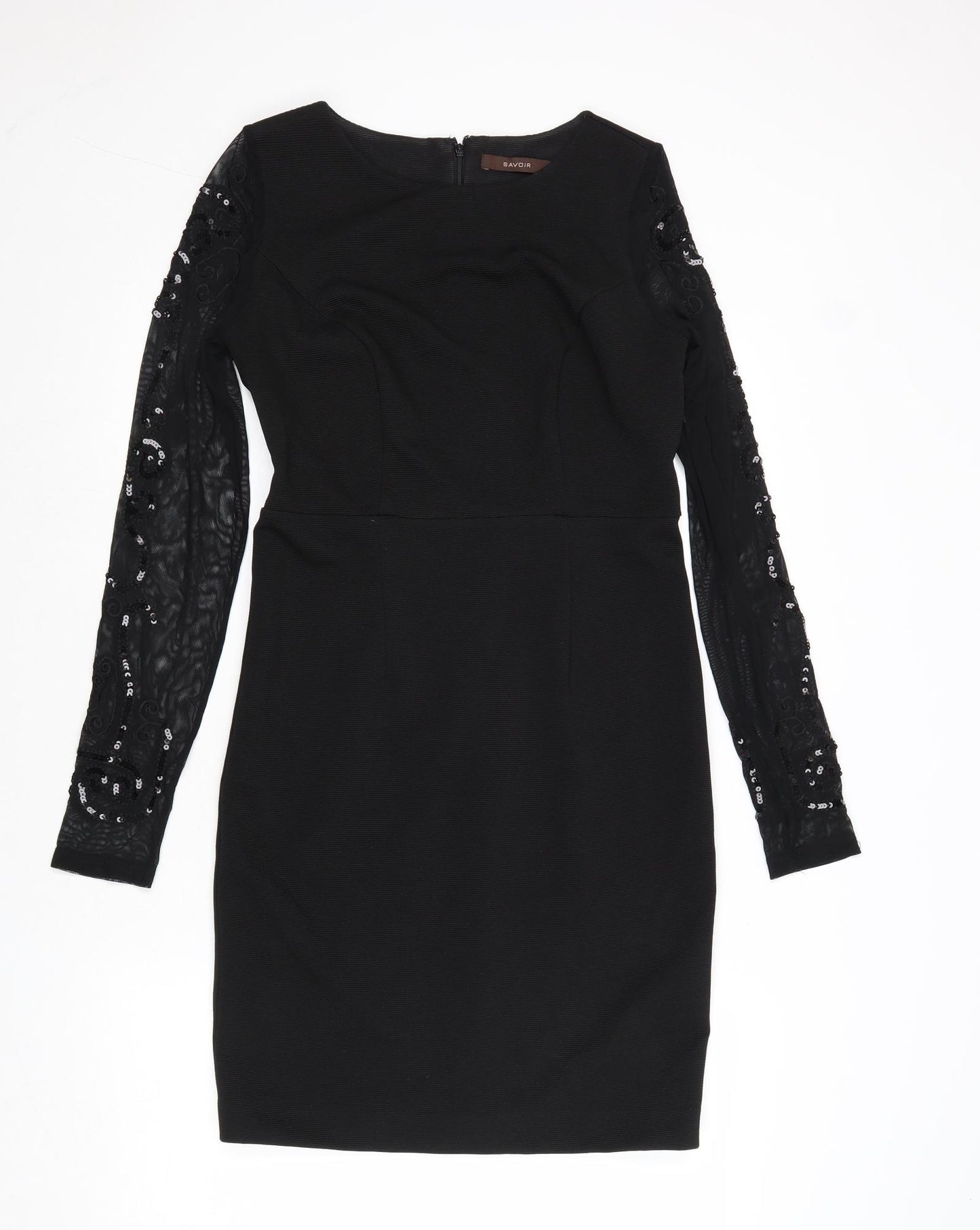 Savoir Womens Black Polyester A-Line Size 10 Round Neck Zip