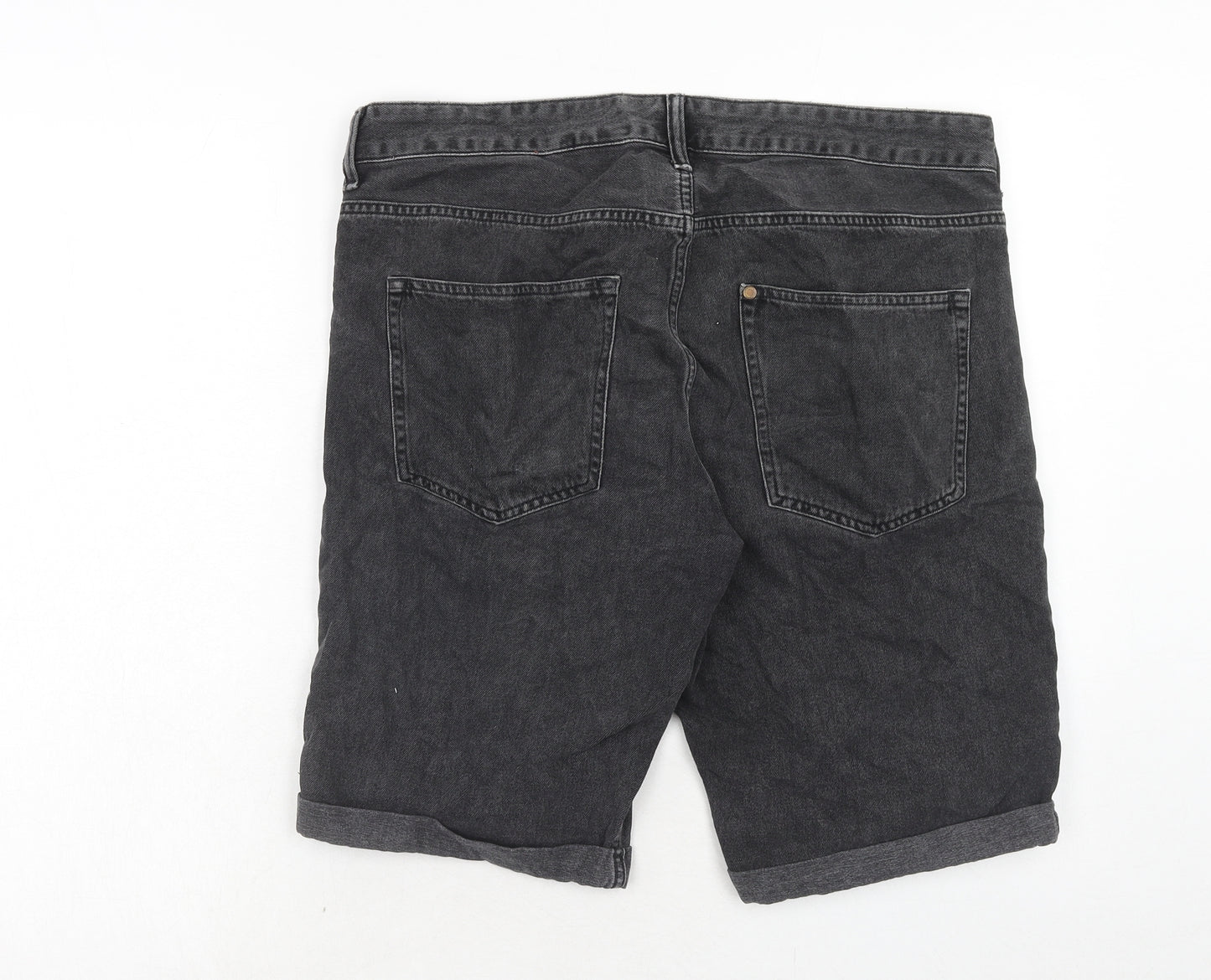 H&M Mens Black Cotton Bermuda Shorts Size 34 in Regular Zip