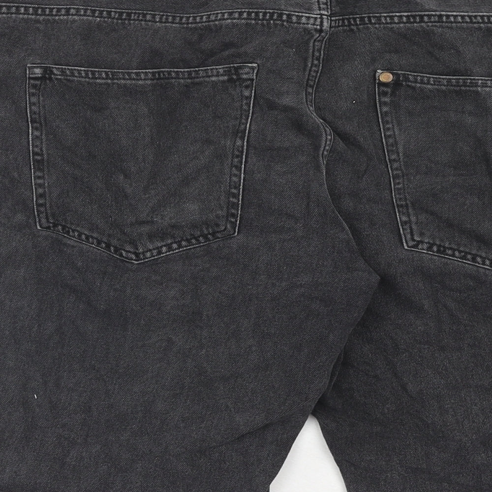 H&M Mens Black Cotton Bermuda Shorts Size 34 in Regular Zip