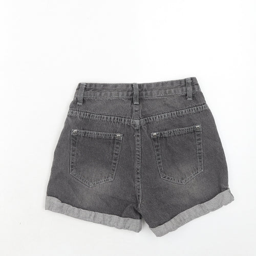 Bohoo Womens Grey Cotton Hot Pants Shorts Size 6 Regular Zip