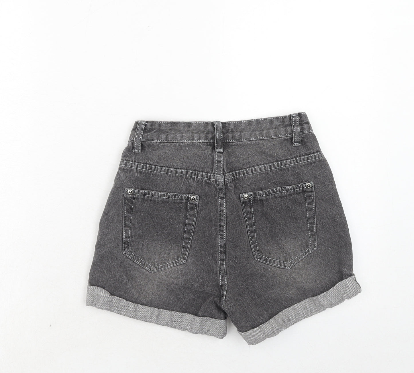 Bohoo Womens Grey Cotton Hot Pants Shorts Size 6 Regular Zip