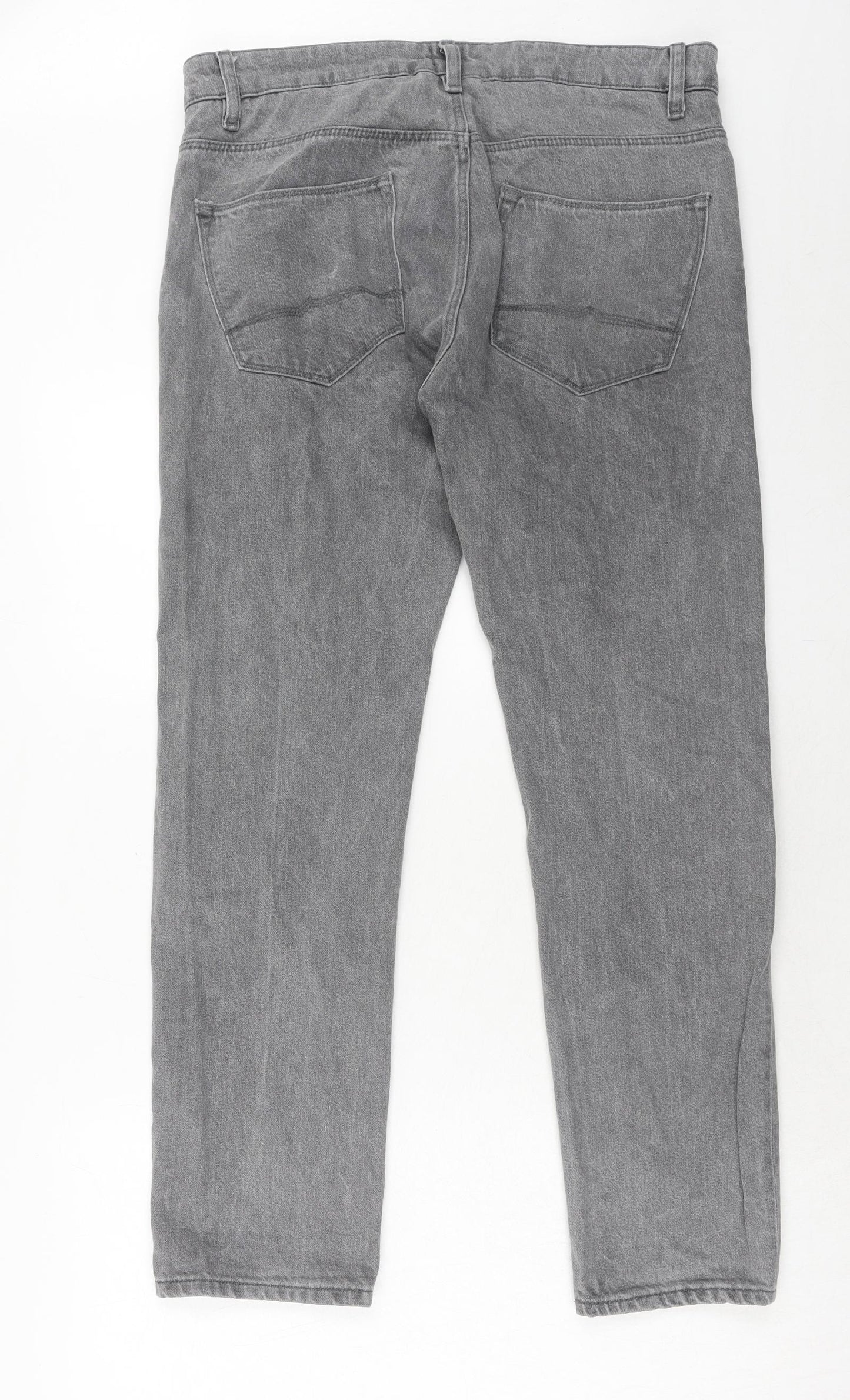 ASOS Mens Grey Cotton Straight Jeans Size 33 in Regular Button