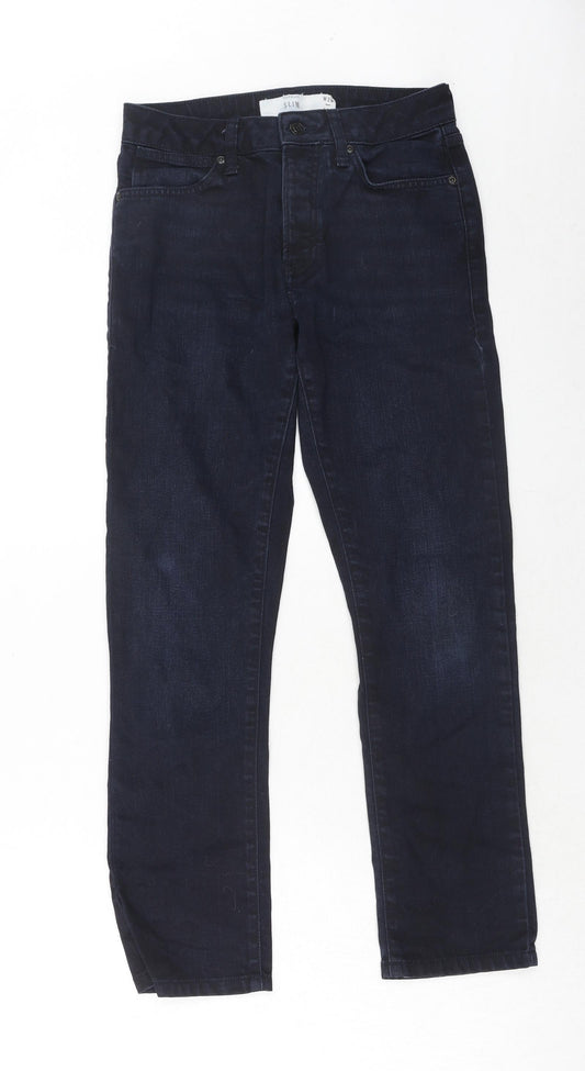 Topman Mens Blue Cotton Straight Jeans Size 28 in L30 in Slim Button