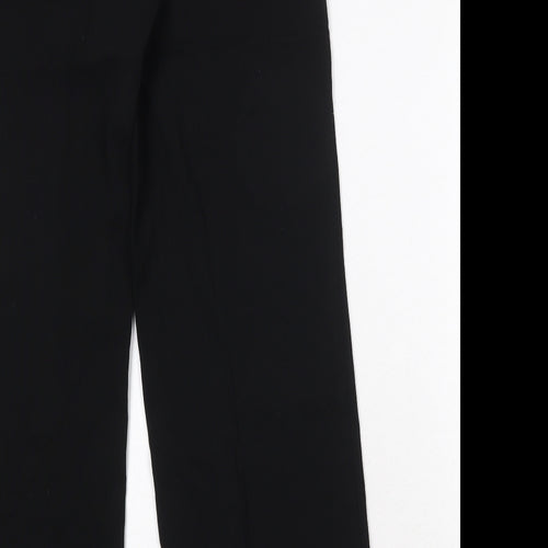 NEXT Womens Black Herringbone Polyester Trousers Size 10 Regular Zip