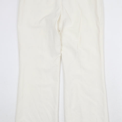 NEXT Womens Ivory Polyester Trousers Size 14 Regular Zip