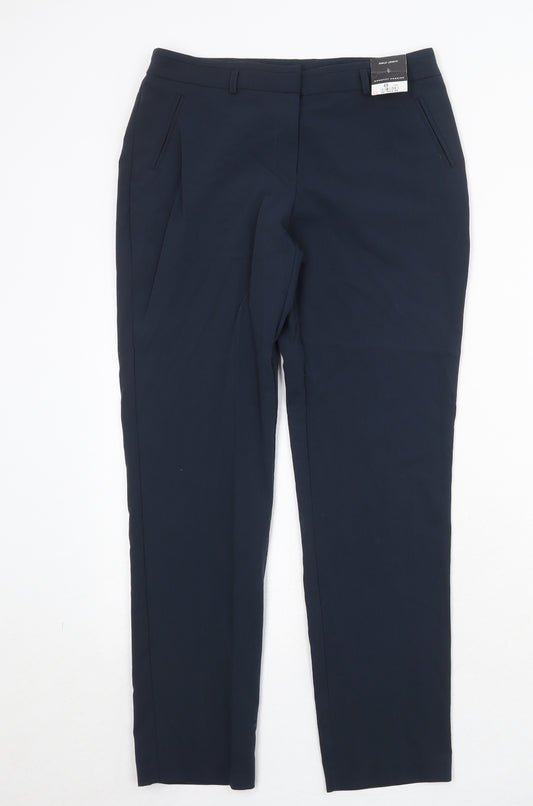 Dorothy Perkins Womens Blue Polyester Trousers Size 8 Regular Zip