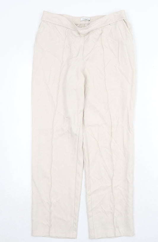 Marks and Spencer Womens Beige Polyester Trousers Size 12 Regular