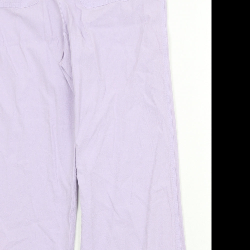 M&Co Womens Purple Cotton Trousers Size 10 Regular Zip
