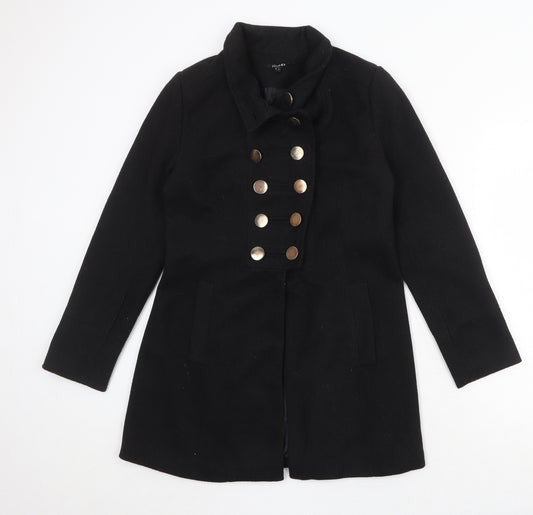 Izabel Womens Black Military Jacket Jacket Size S Button