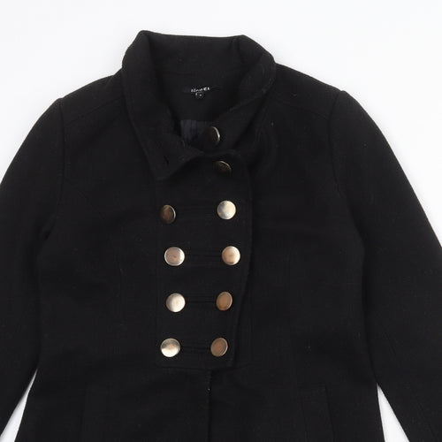 Izabel Womens Black Military Jacket Jacket Size S Button