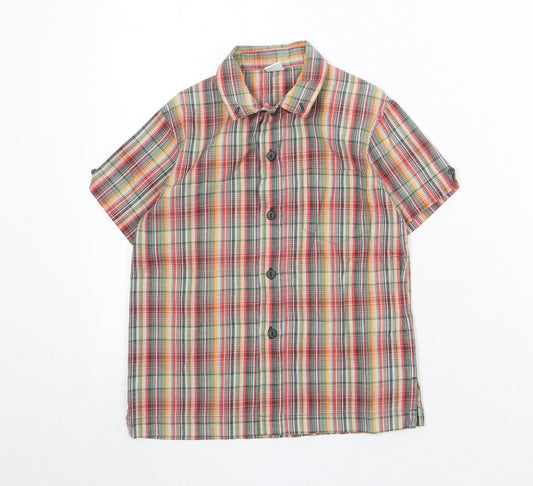 Adams Boys Multicoloured Plaid 100% Cotton Basic Button-Up Size 4 Years Collared Button