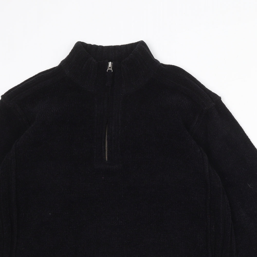 Atlantic Bay Mens Black High Neck Acrylic Pullover Jumper Size M Long Sleeve