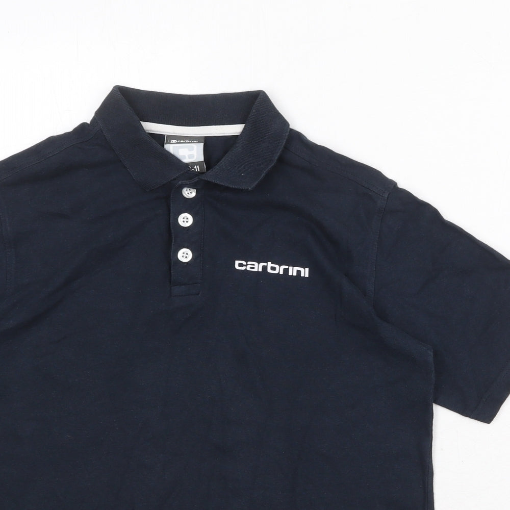 Carbrini Boys Blue 100% Cotton Pullover Polo Size 10-11 Years Collared Button