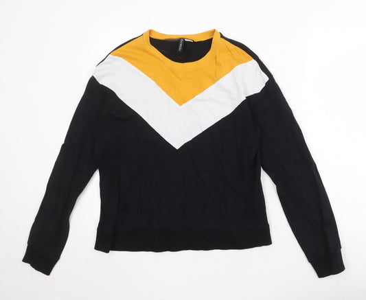 Divided Womens Black Colourblock 100% Cotton Pullover Sweatshirt Size S Pullover
