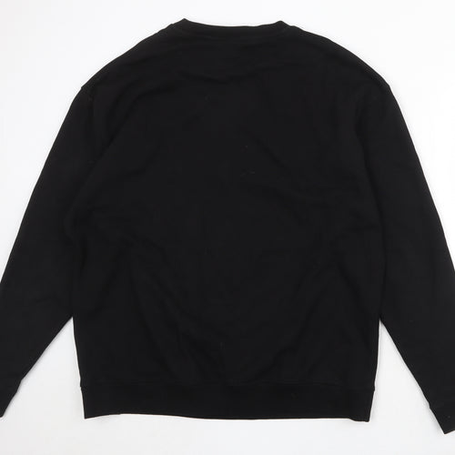 Faded Mens Black Cotton Pullover Sweatshirt Size L