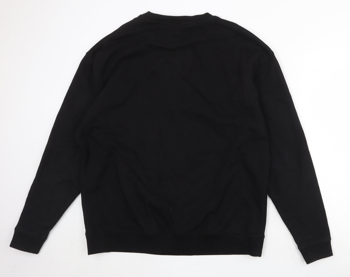 Faded Mens Black Cotton Pullover Sweatshirt Size L