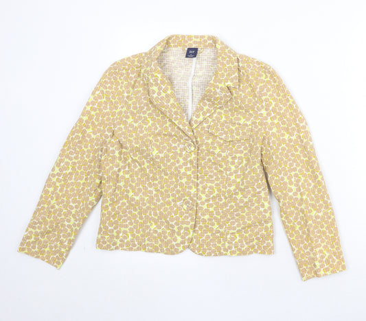 Gap Womens Brown Geometric Cotton Jacket Blazer Size 6