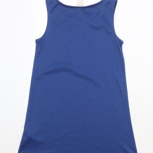 Monsoon Girls Blue Polyester Basic Tank Size 7 Years Round Neck Pullover