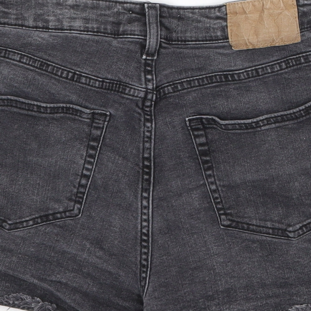H&M Womens Grey Cotton Cut-Off Shorts Size 10 Regular Zip