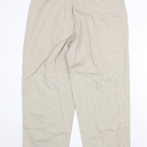 Farah Mens Beige Cotton Trousers Size 36 in Regular Zip