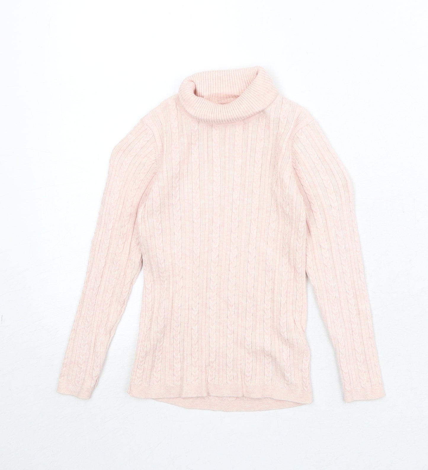 NEXT Girls Pink Cotton Basic T-Shirt Size 4-5 Years Roll Neck Pullover