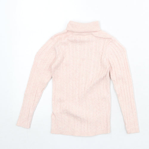 NEXT Girls Pink Cotton Basic T-Shirt Size 4-5 Years Roll Neck Pullover
