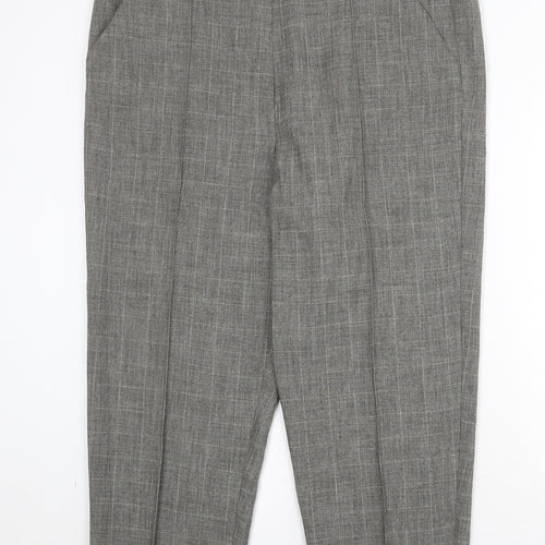 Bonmarché Womens Green Check Polyester Trousers Size 18 Regular