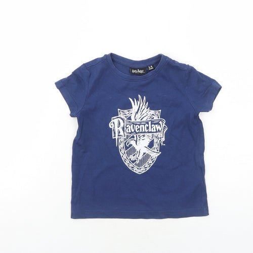 Harry Potter Boys Blue Cotton Pullover T-Shirt Size 3-4 Years Round Neck Pullover - Ravenclaw