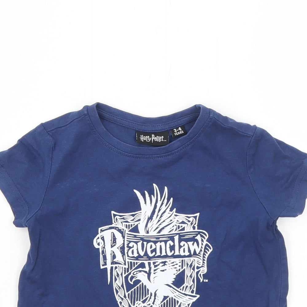 Harry Potter Boys Blue Cotton Pullover T-Shirt Size 3-4 Years Round Neck Pullover - Ravenclaw