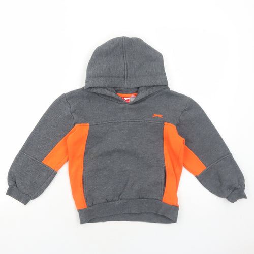 Slazenger Boys Grey Geometric Polyester Pullover Hoodie Size 5-6 Years Pullover