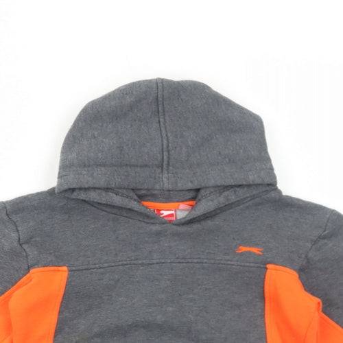 Slazenger Boys Grey Geometric Polyester Pullover Hoodie Size 5-6 Years Pullover