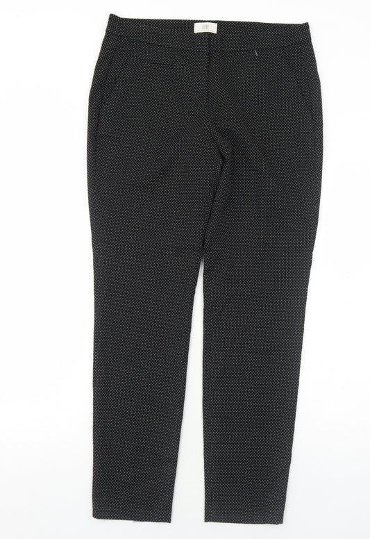 BAF Womens Black Polka Dot Polyester Trousers Size 10 Regular Zip