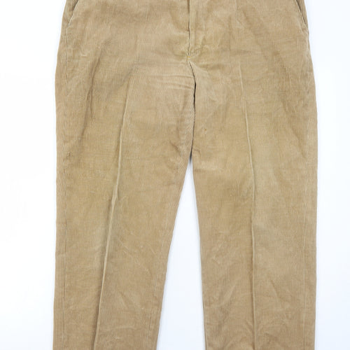 Casual Club Mens Beige Cotton Trousers Size 38 in Regular Zip
