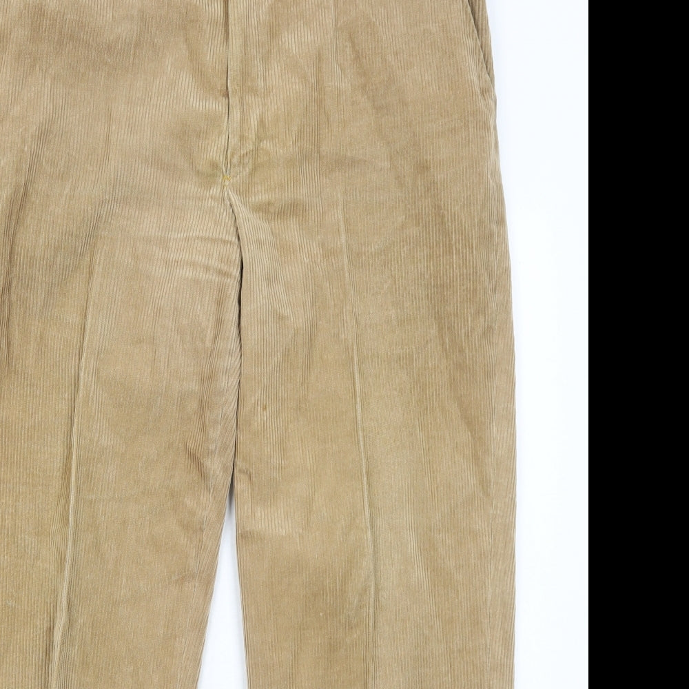 Casual Club Mens Beige Cotton Trousers Size 38 in Regular Zip