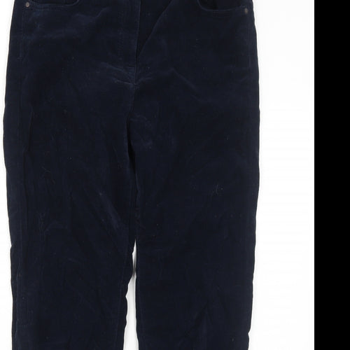 EAST Womens Blue Cotton Trousers Size 12 Regular Zip