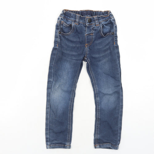 NEXT Boys Blue Cotton Straight Jeans Size 2-3 Years Regular Snap