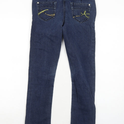 Attitude Girls Blue Cotton Straight Jeans Size 12-13 Years Regular Zip