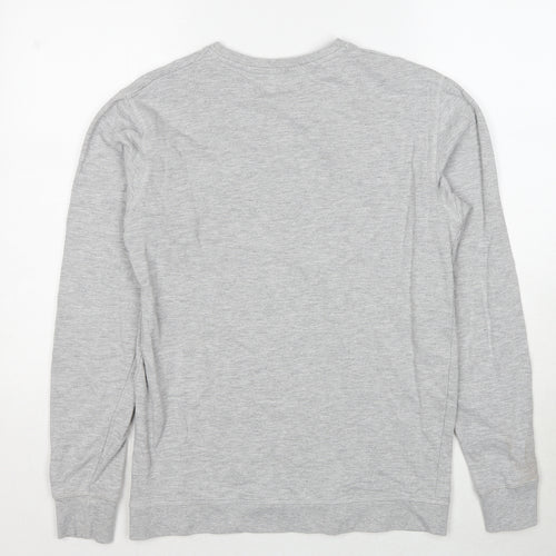 !Solid Mens Grey Cotton Pullover Sweatshirt Size M