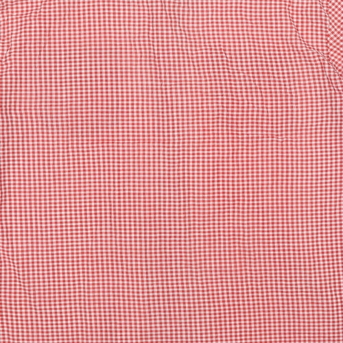 Emos Mens Red Check Polyester Button-Up Size L Collared Button