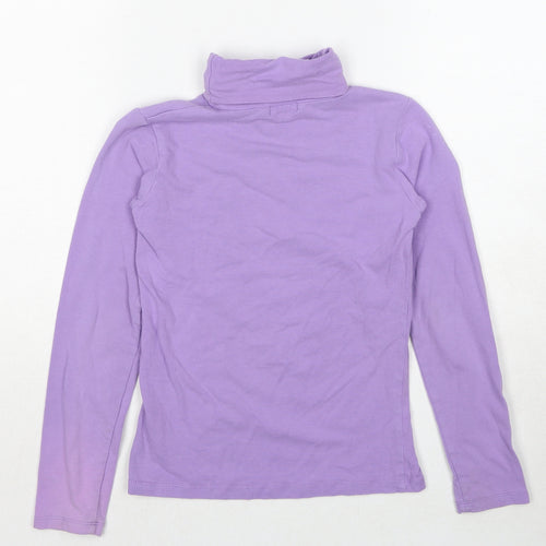 Teen Club Girls Purple Cotton Basic T-Shirt Size 9-10 Years Roll Neck Pullover - Age 9-11 Years