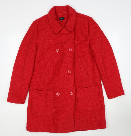 NEXT Womens Red Overcoat Coat Size 10 Button
