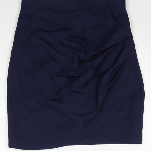 Massimo Dutti Womens Blue Wool A-Line Skirt Size XS Zip
